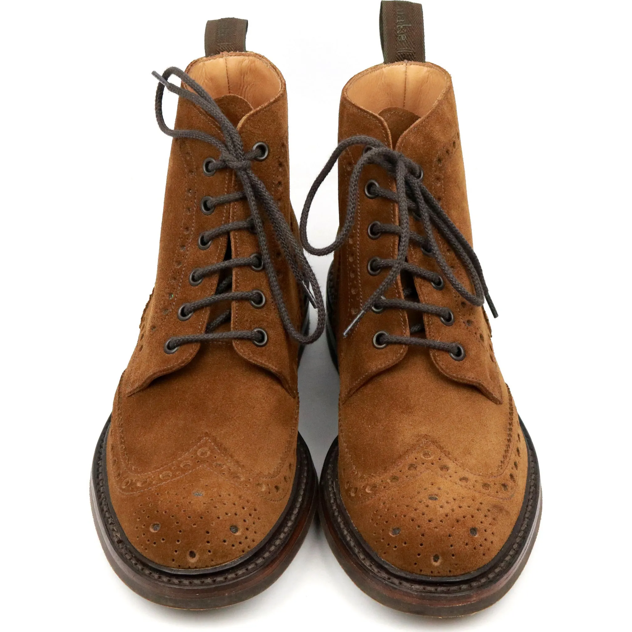 1880 'Bedale' Tan Brown Suede Brogue Boots UK 6 G