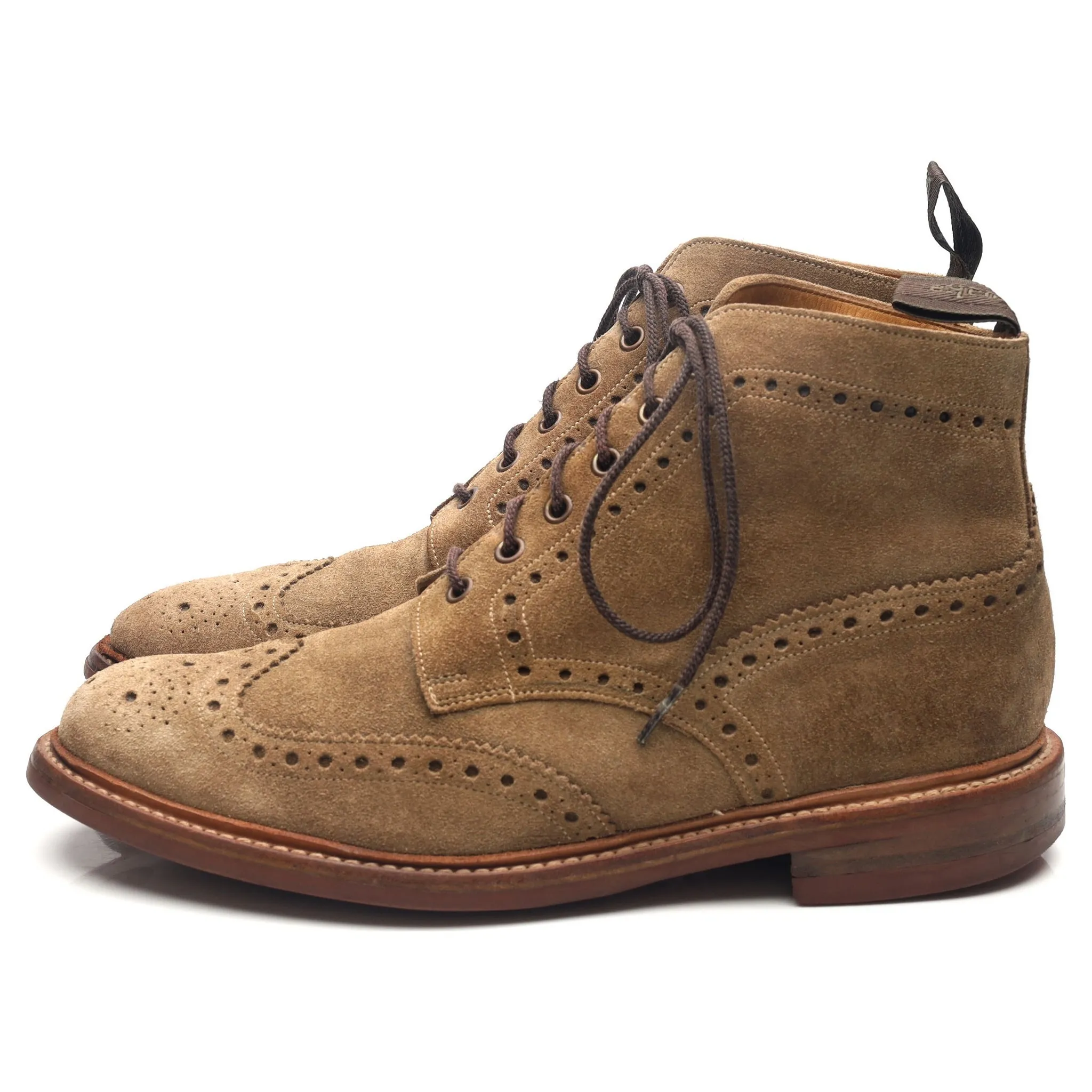 1880 'Wharfdale' Sand Brown Suede Brogue Boots UK 9 G