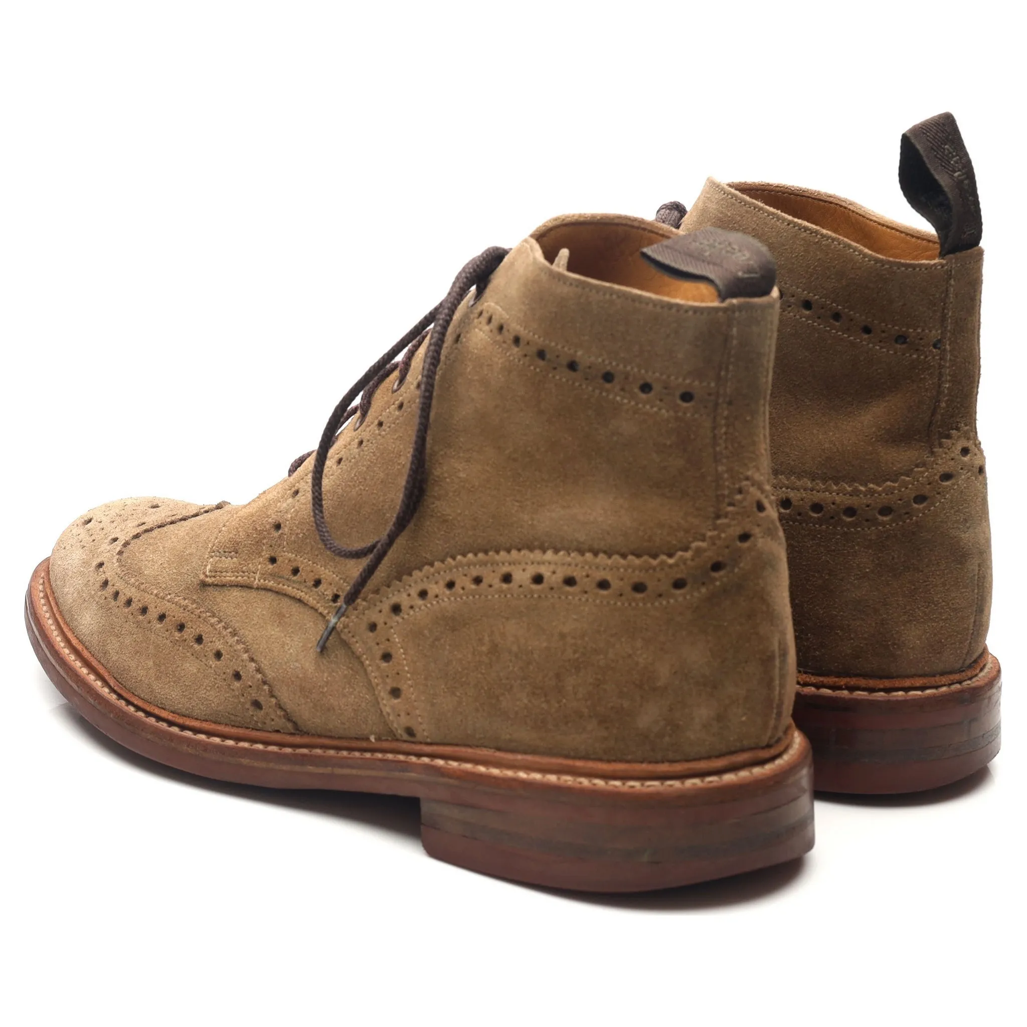 1880 'Wharfdale' Sand Brown Suede Brogue Boots UK 9 G