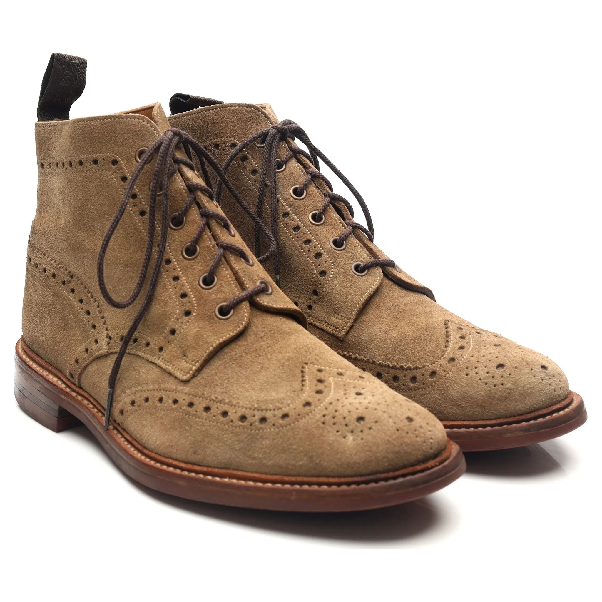 1880 'Wharfdale' Sand Brown Suede Brogue Boots UK 9 G