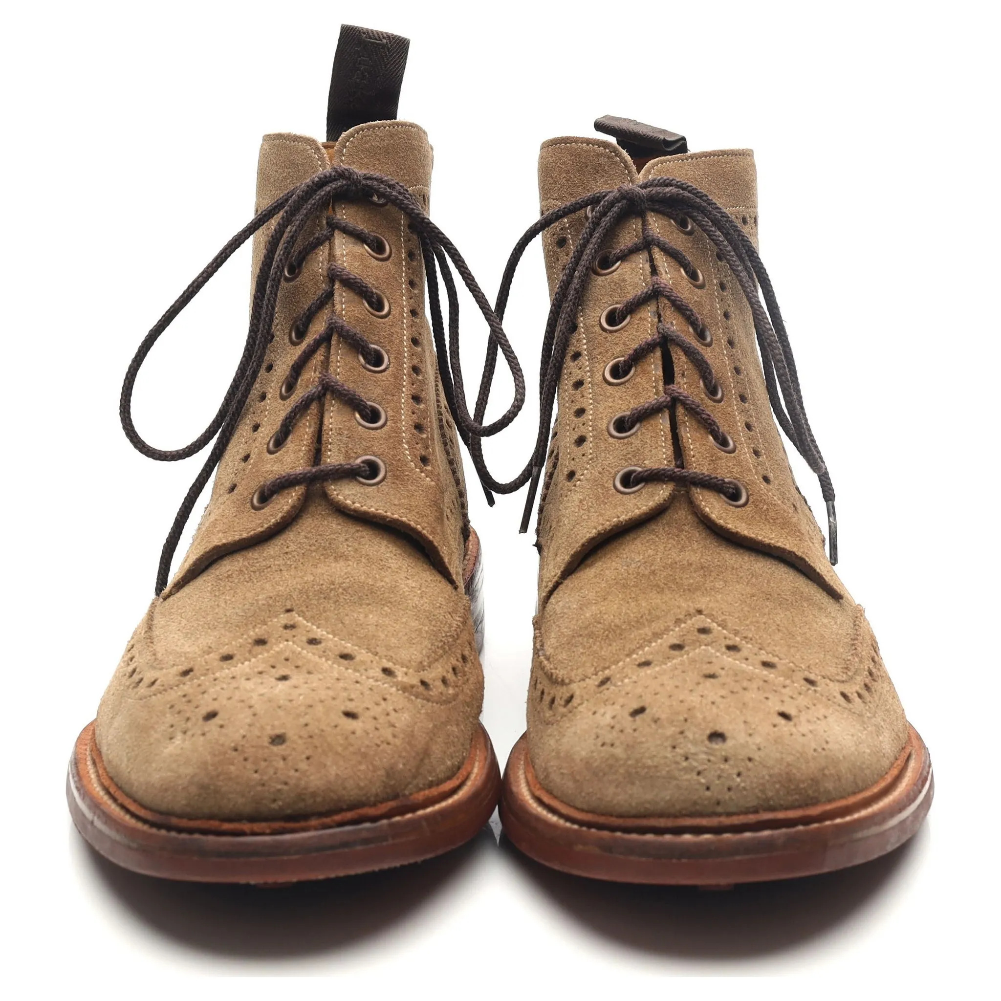 1880 'Wharfdale' Sand Brown Suede Brogue Boots UK 9 G