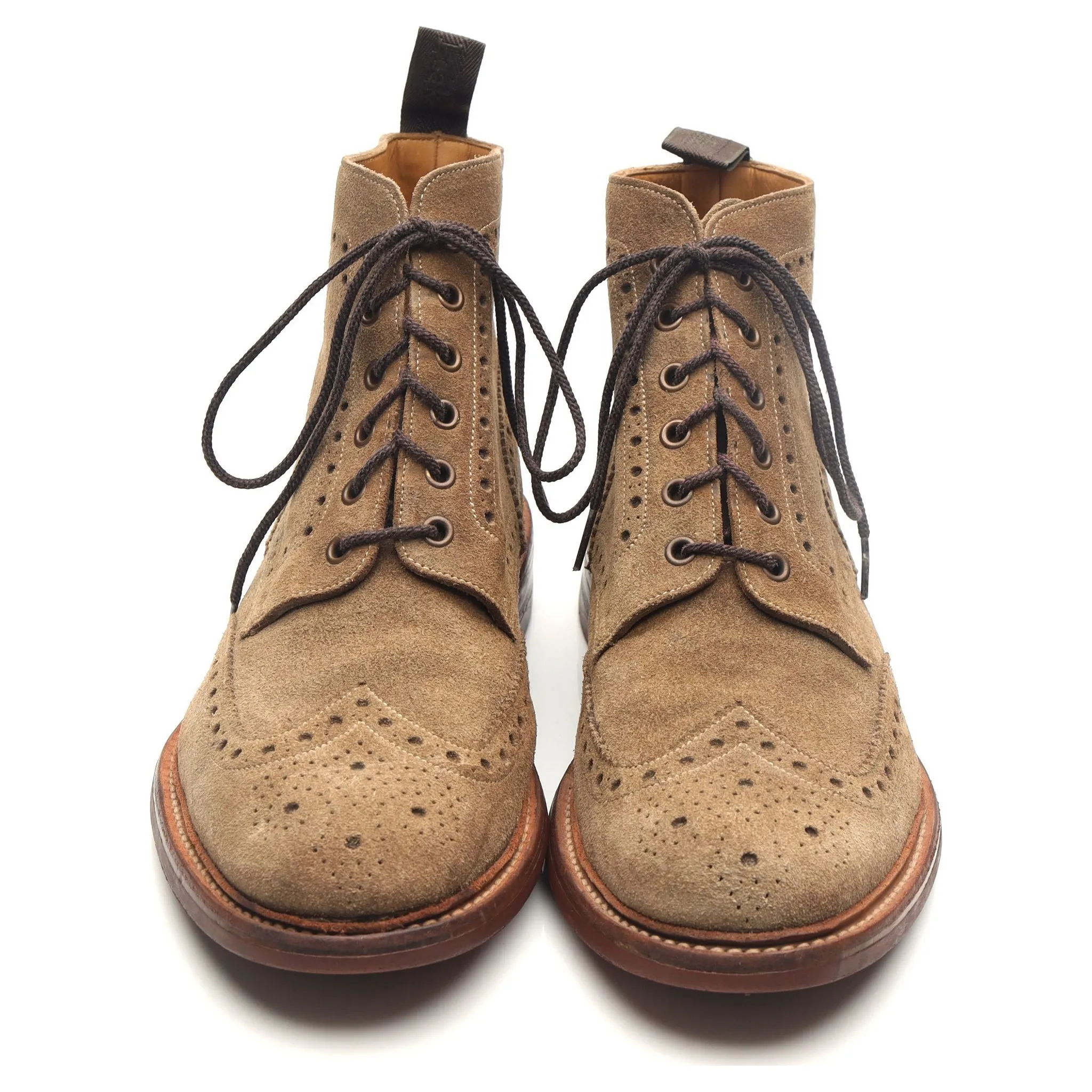 1880 'Wharfdale' Sand Brown Suede Brogue Boots UK 9 G