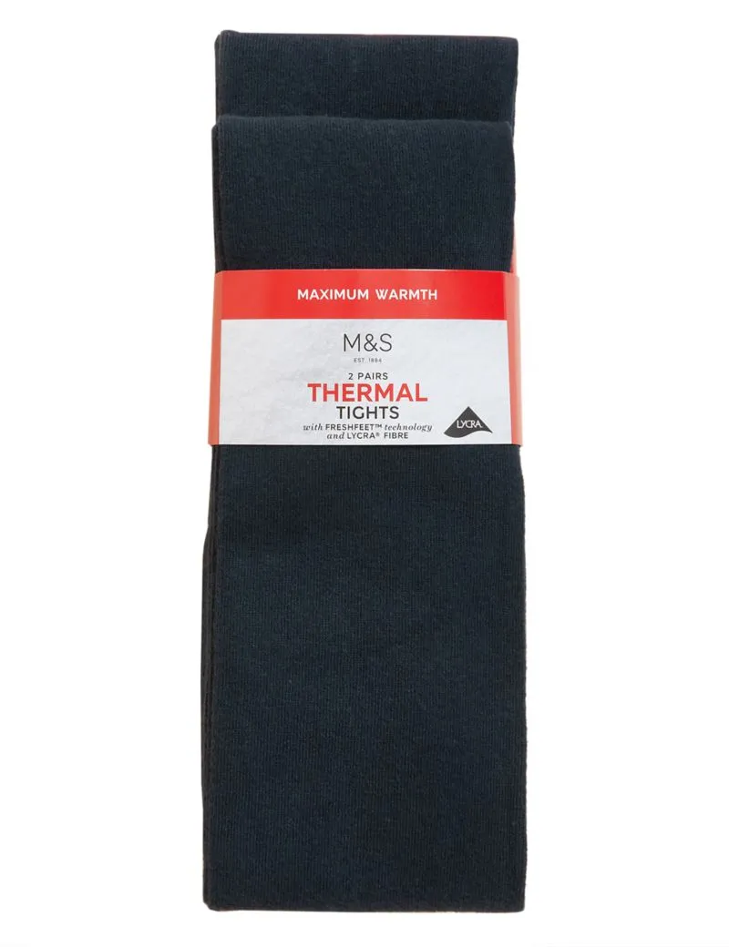 2 Pack Wool Thermal Tights for Kids (Ages 4-14)