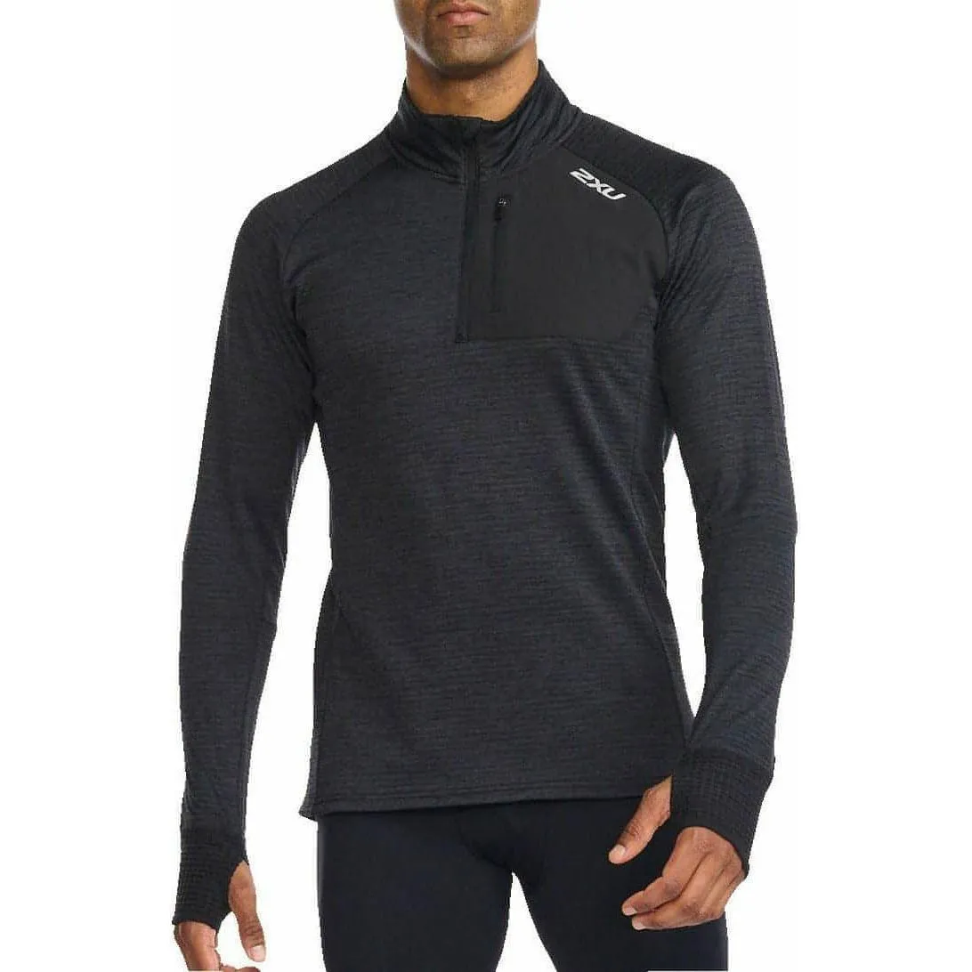 2XU Ignition Half Zip Long Sleeve Men's Running Top - Black, Men's Running Top, Half Zip Long Sleeve Top, Black Running Top, 2XU