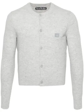 Acne Studios Face Patch Wool Cardigan Light Grey Melange | Luxury and style at your fingertips