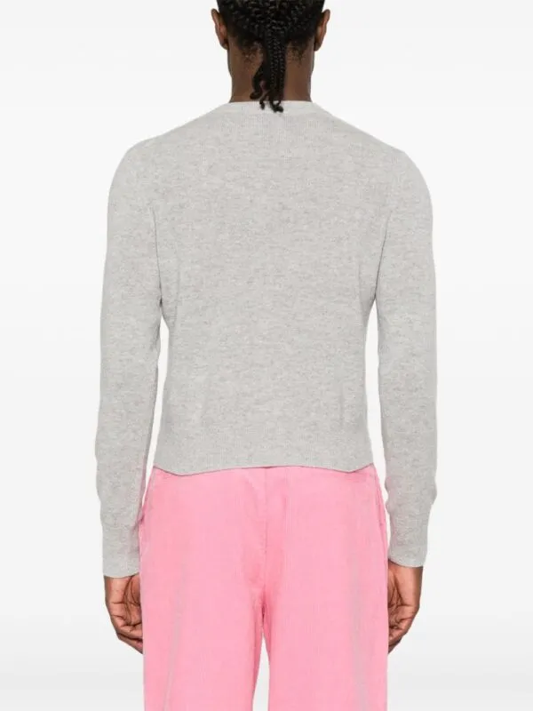 Acne Studios Face Patch Wool Cardigan Light Grey Melange | Luxury and style at your fingertips