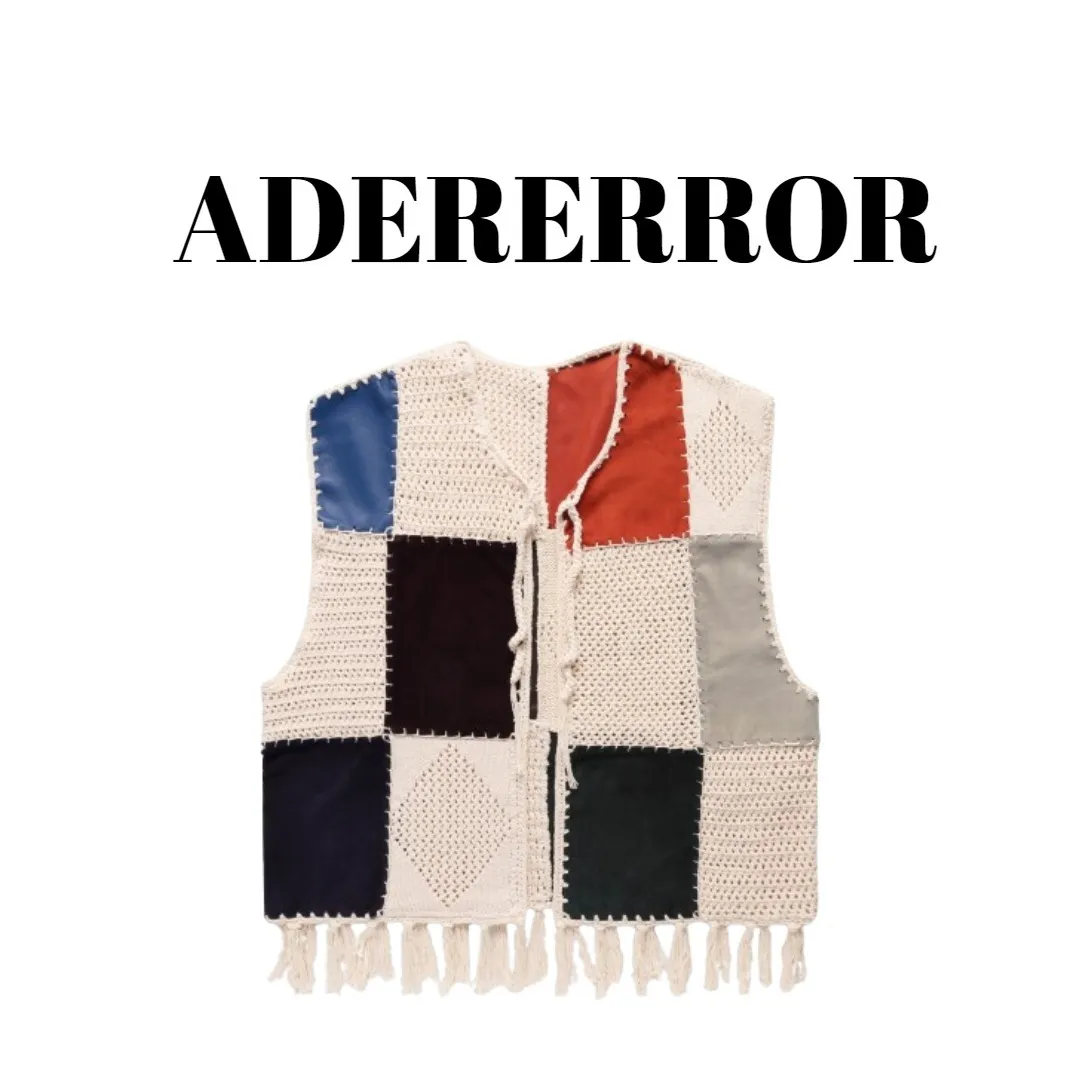 Adererror - Cable Knit Argyle Unisex Sweater with Tassels in Low Gauge