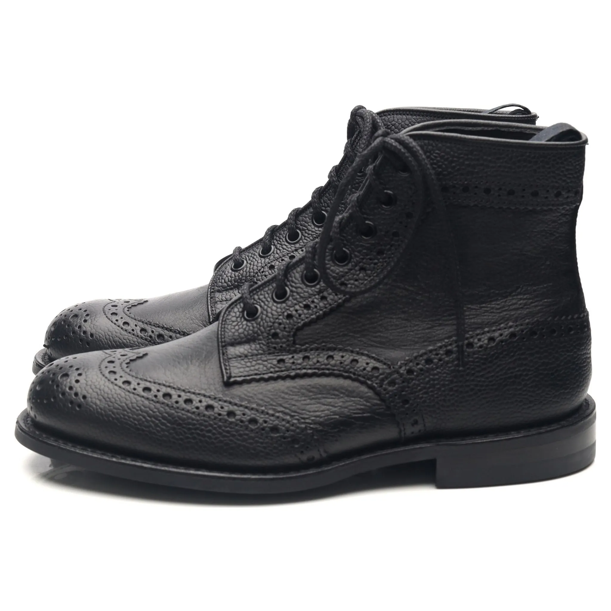 'Adstone' Black Leather Brogue Boots UK 6.5