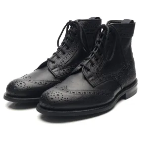 'Adstone' Black Leather Brogue Boots UK 6.5