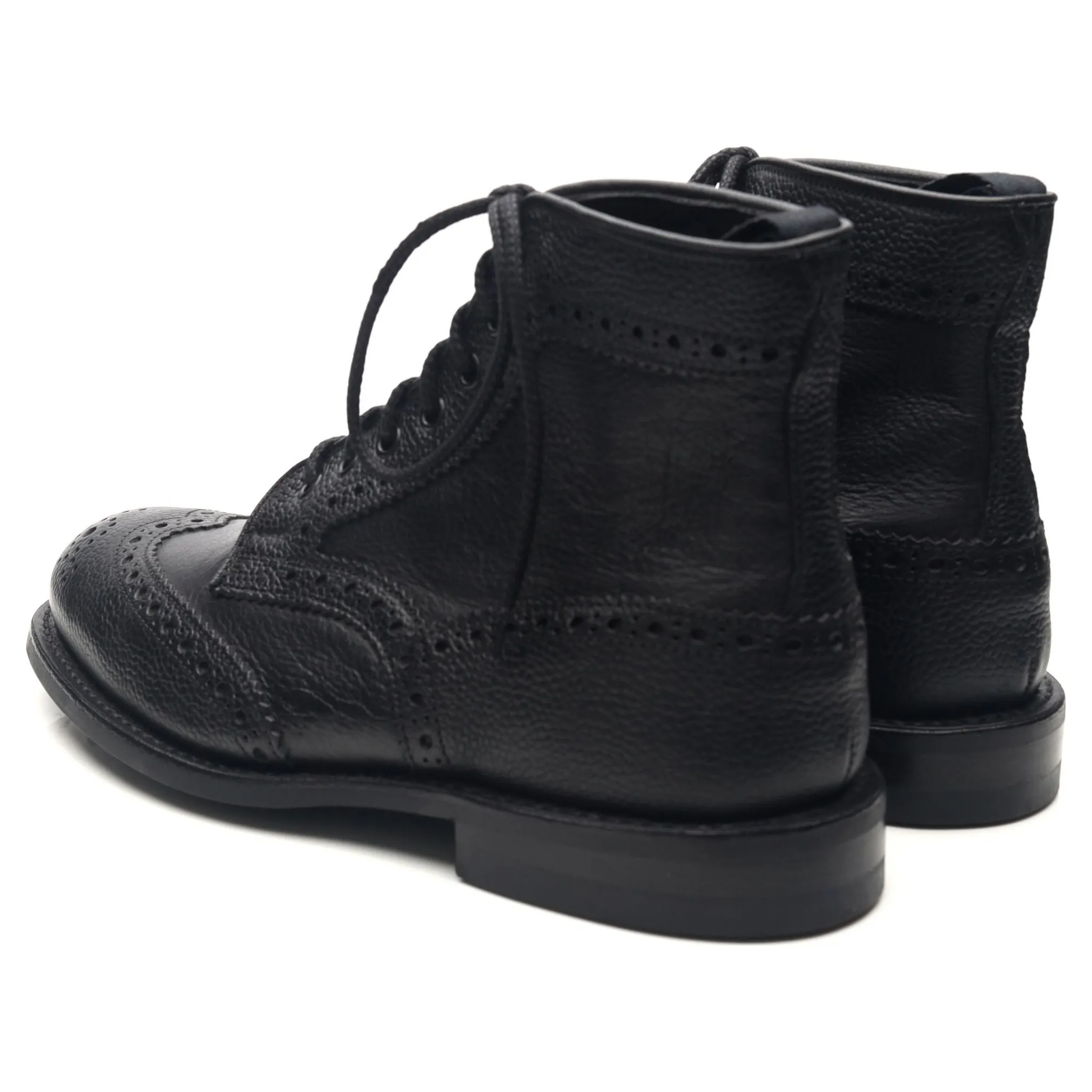 'Adstone' Black Leather Brogue Boots UK 6.5