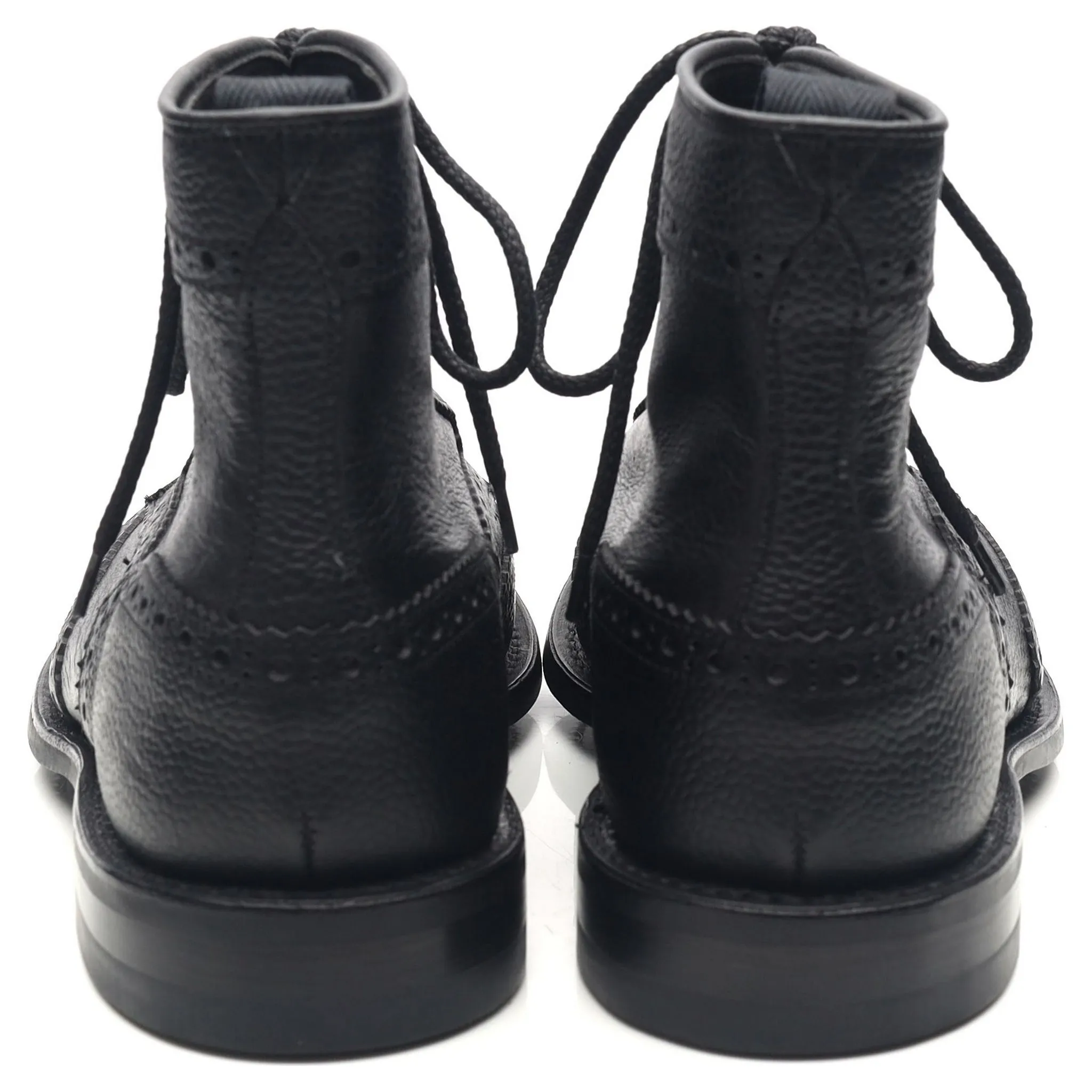 'Adstone' Black Leather Brogue Boots UK 6.5