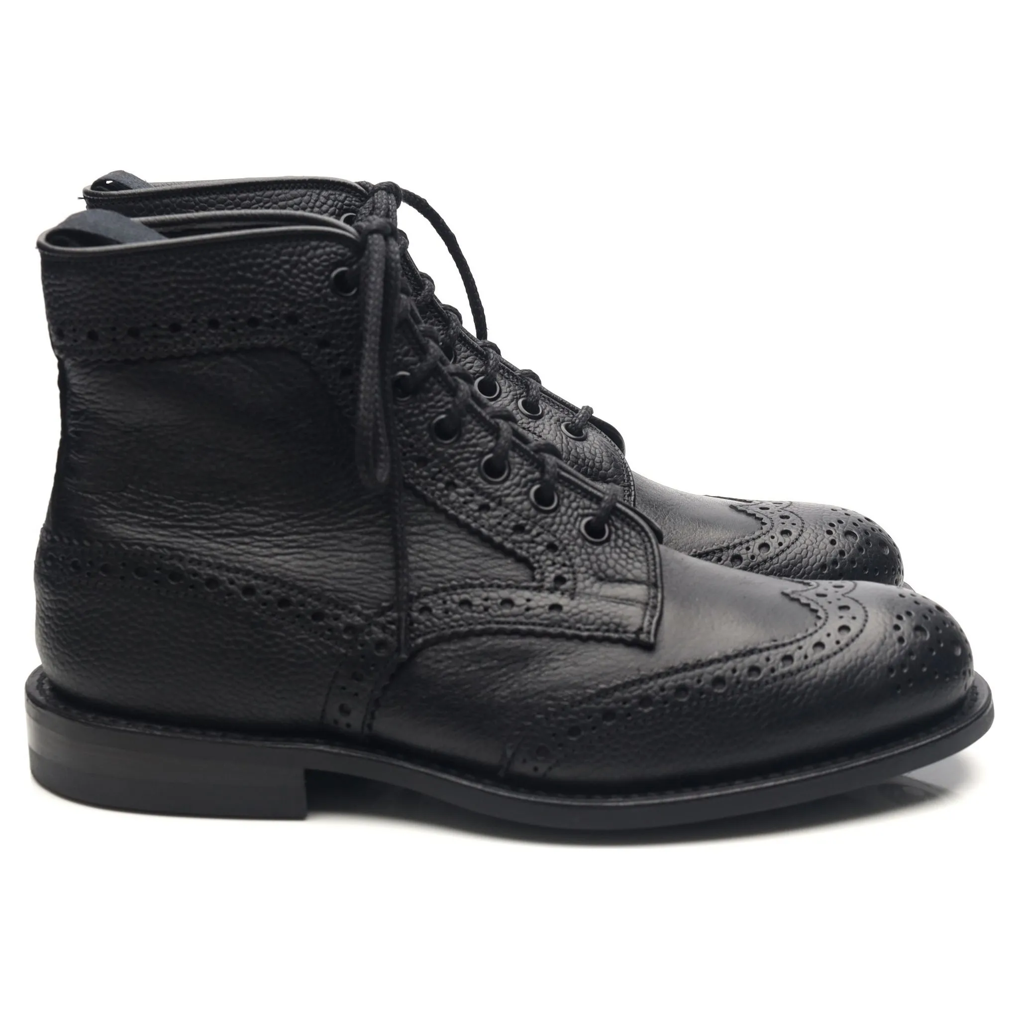 'Adstone' Black Leather Brogue Boots UK 6.5