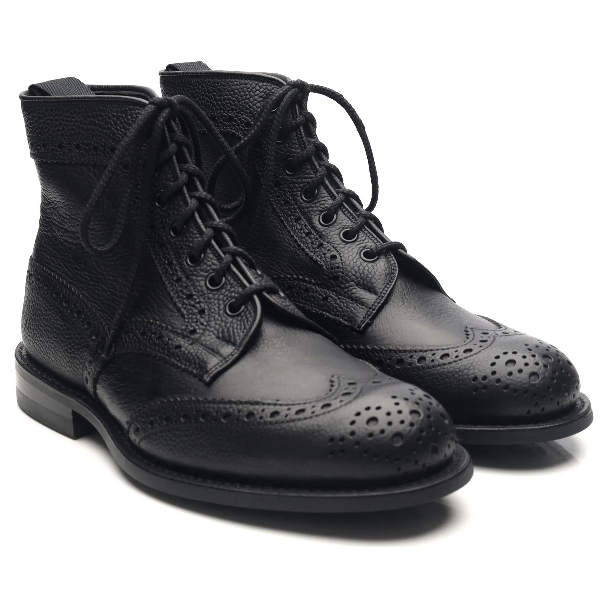 'Adstone' Black Leather Brogue Boots UK 6.5