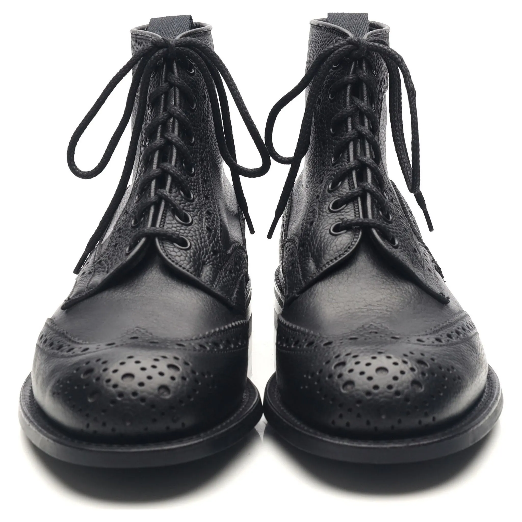 'Adstone' Black Leather Brogue Boots UK 6.5