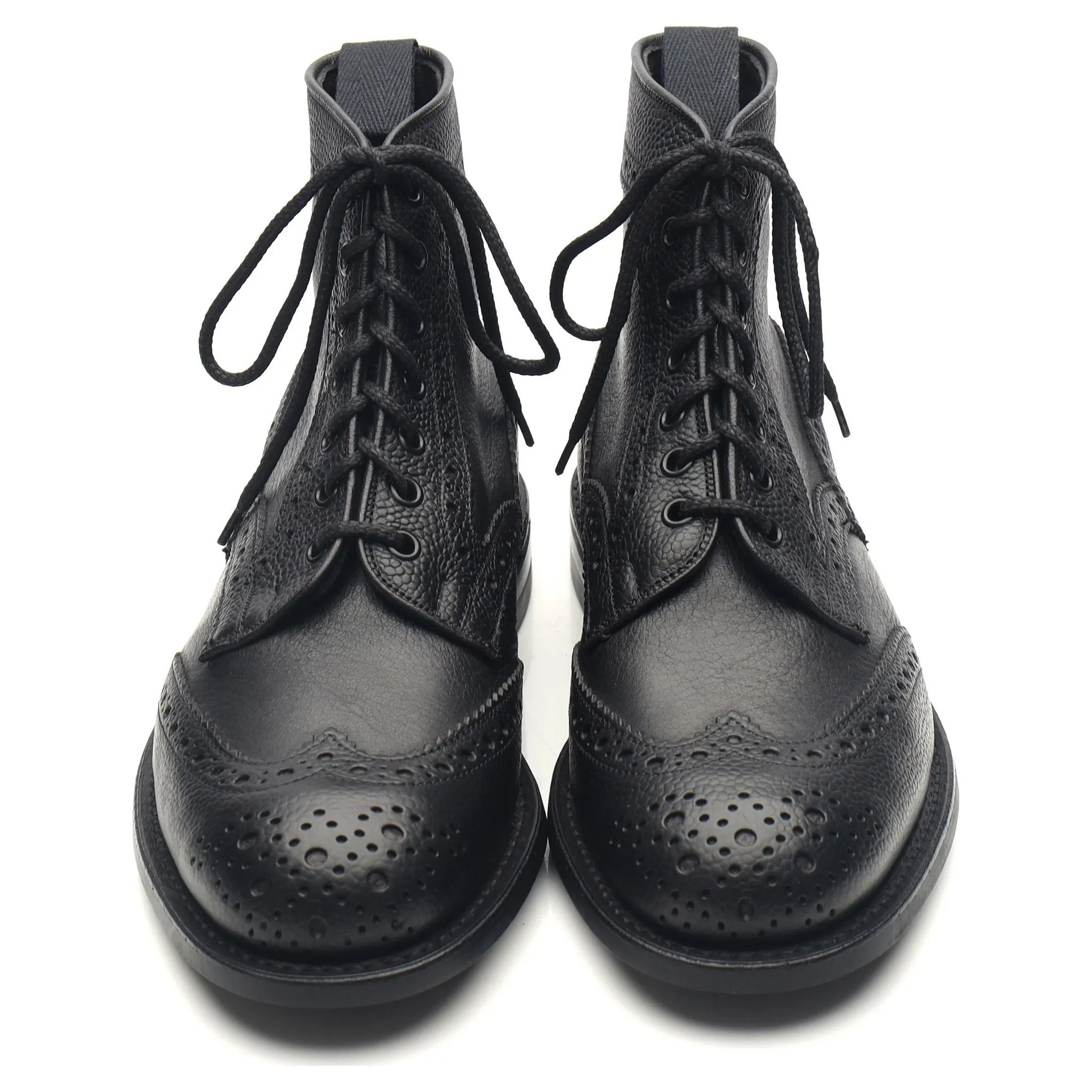 'Adstone' Black Leather Brogue Boots UK 6.5