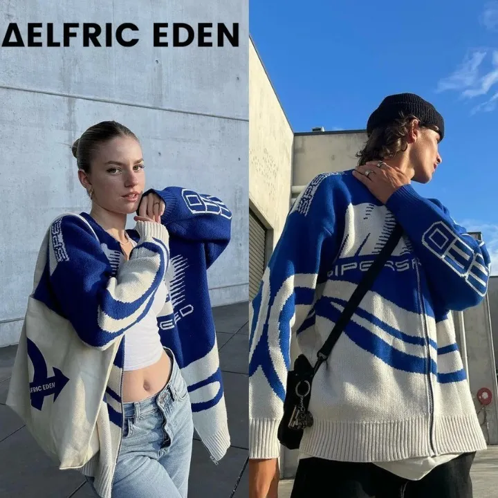 Aelfric Eden Cable Knit Plaid Patterns Unisex Nylon Street Style