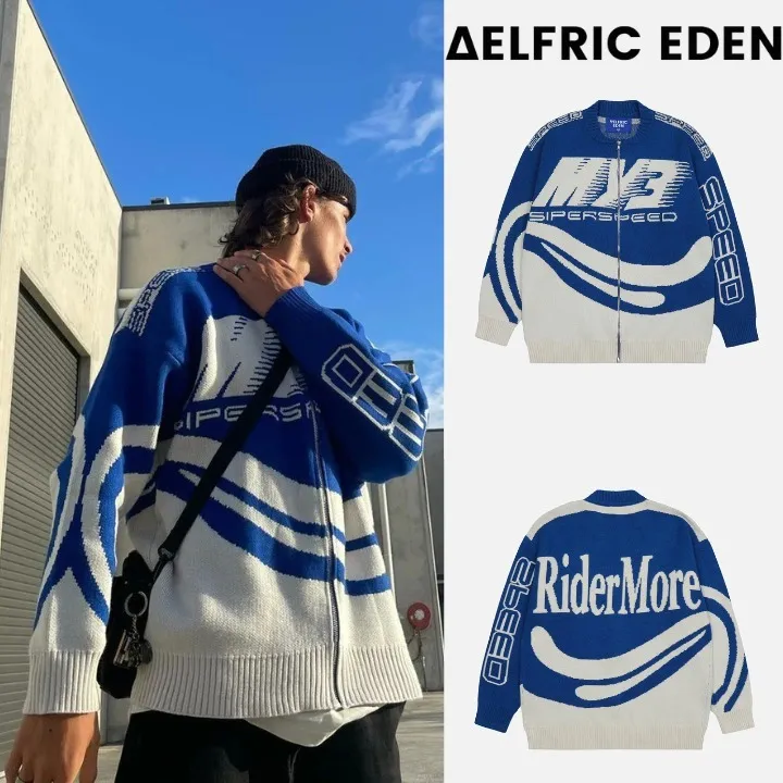 Aelfric Eden Cable Knit Plaid Patterns Unisex Nylon Street Style