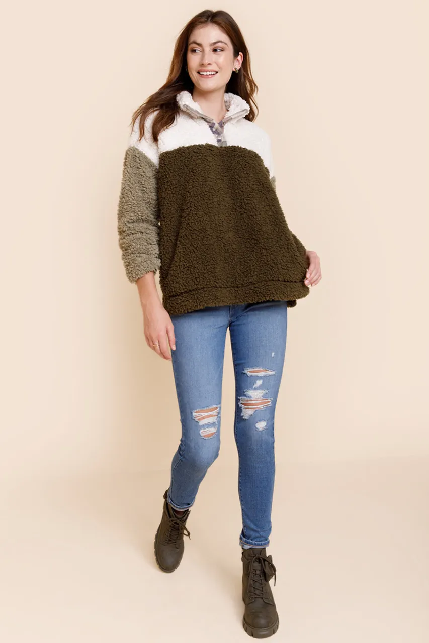 Alyssa Color Block Sherpa Pullover