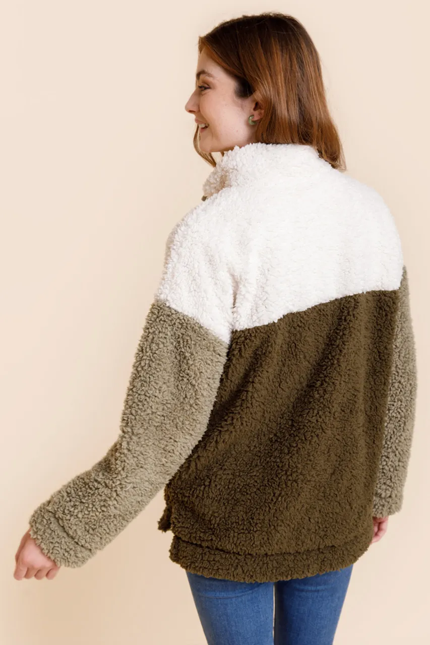 Alyssa Color Block Sherpa Pullover