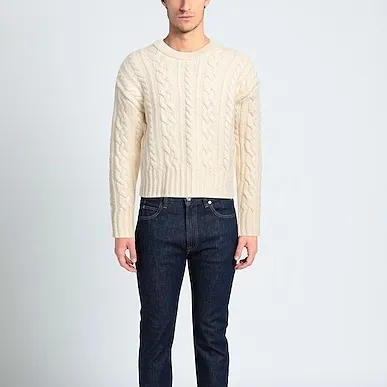 AMI PARIS Cable Knit Pullovers Wool Street Style U-Neck Long Sleeves