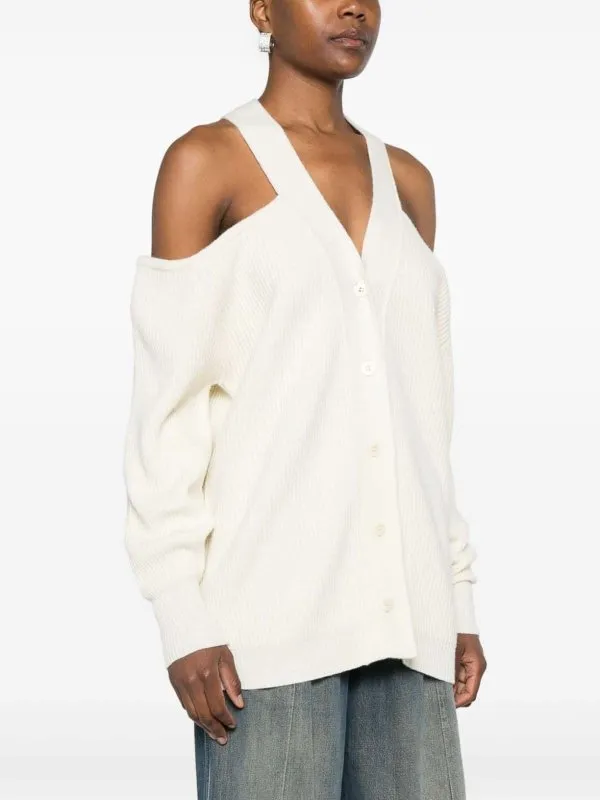 Andreādamo Ribbed Wool Cardigan With Cut-Out Details