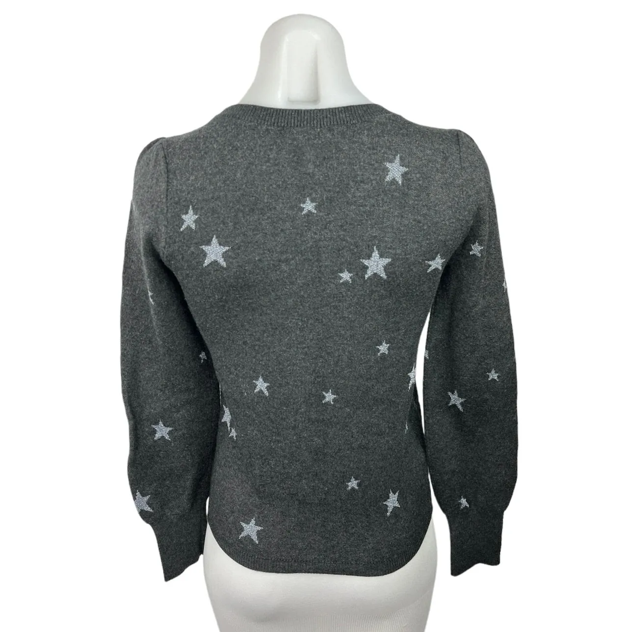 Ann Taylor Women's Black Star Print Long Sleeve Crew Neck Pullover Sweater Sz XS