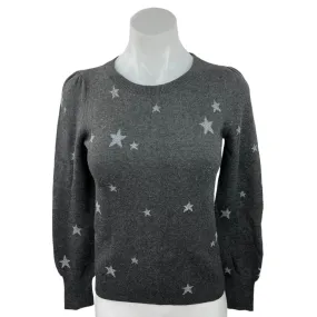 Ann Taylor Women's Black Star Print Long Sleeve Crew Neck Pullover Sweater Sz XS