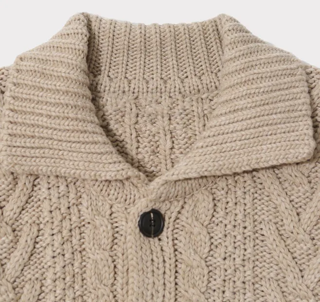 ASCLO Cable Knit Unisex Cashmere Low Gauge Street Style Oversized