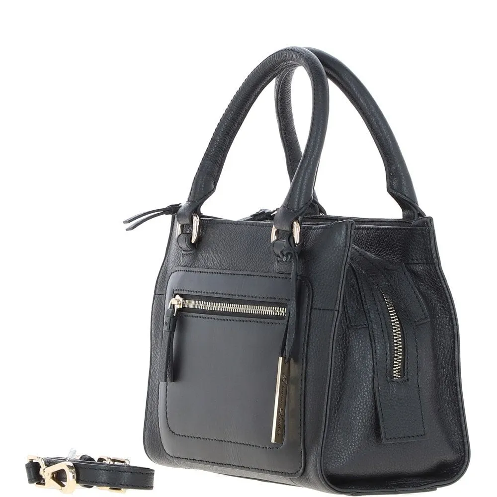 Ashwood Three Section Leather Tote Shoulder Bag Black: Z-73