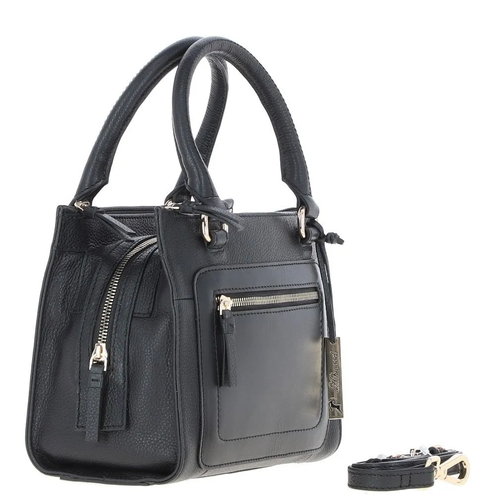 Ashwood Three Section Leather Tote Shoulder Bag Black: Z-73