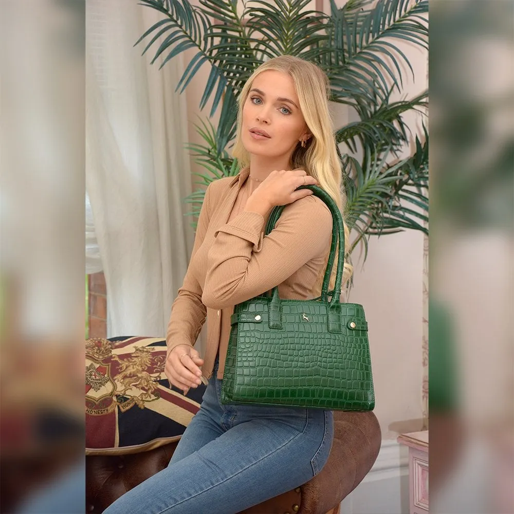 Ashwood Two Section Leather Tote Bag Green: C-52