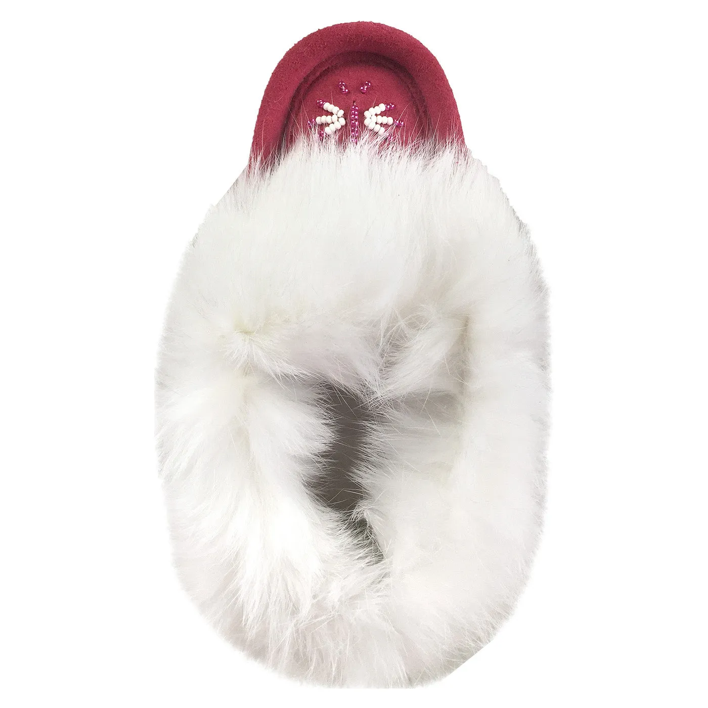 Baby Fuchsia Rabbit Fur Moccasins - Suede Lined - Final Clearance