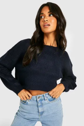 Balloon Sleeve Crop Sweater