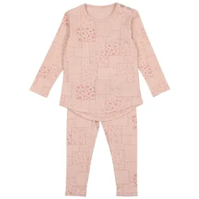 Bee and Dee Pink Floral Loungewear Set, Multi-Color Base Design