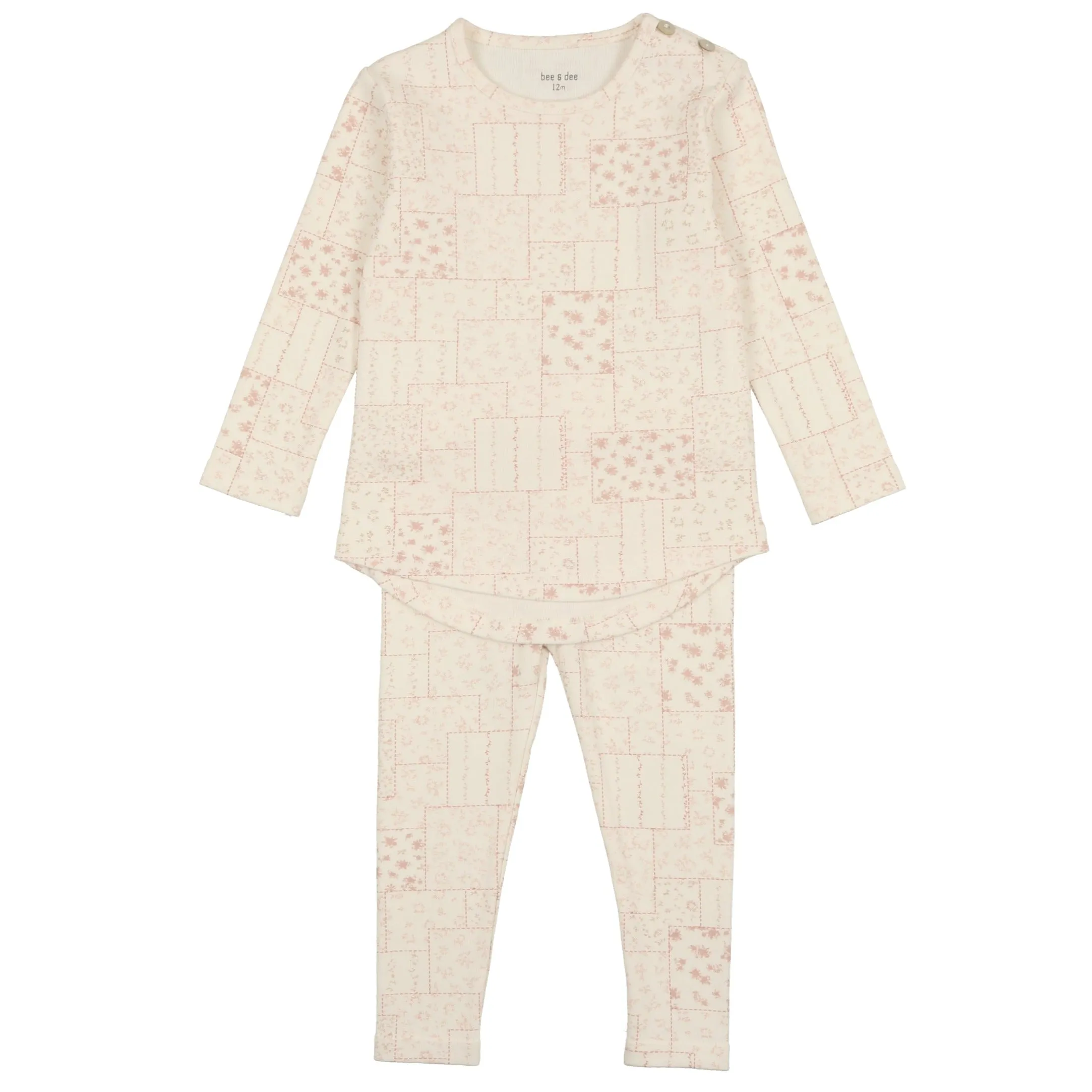 Bee and Dee White Loungewear - Girl, Multi Floral Design