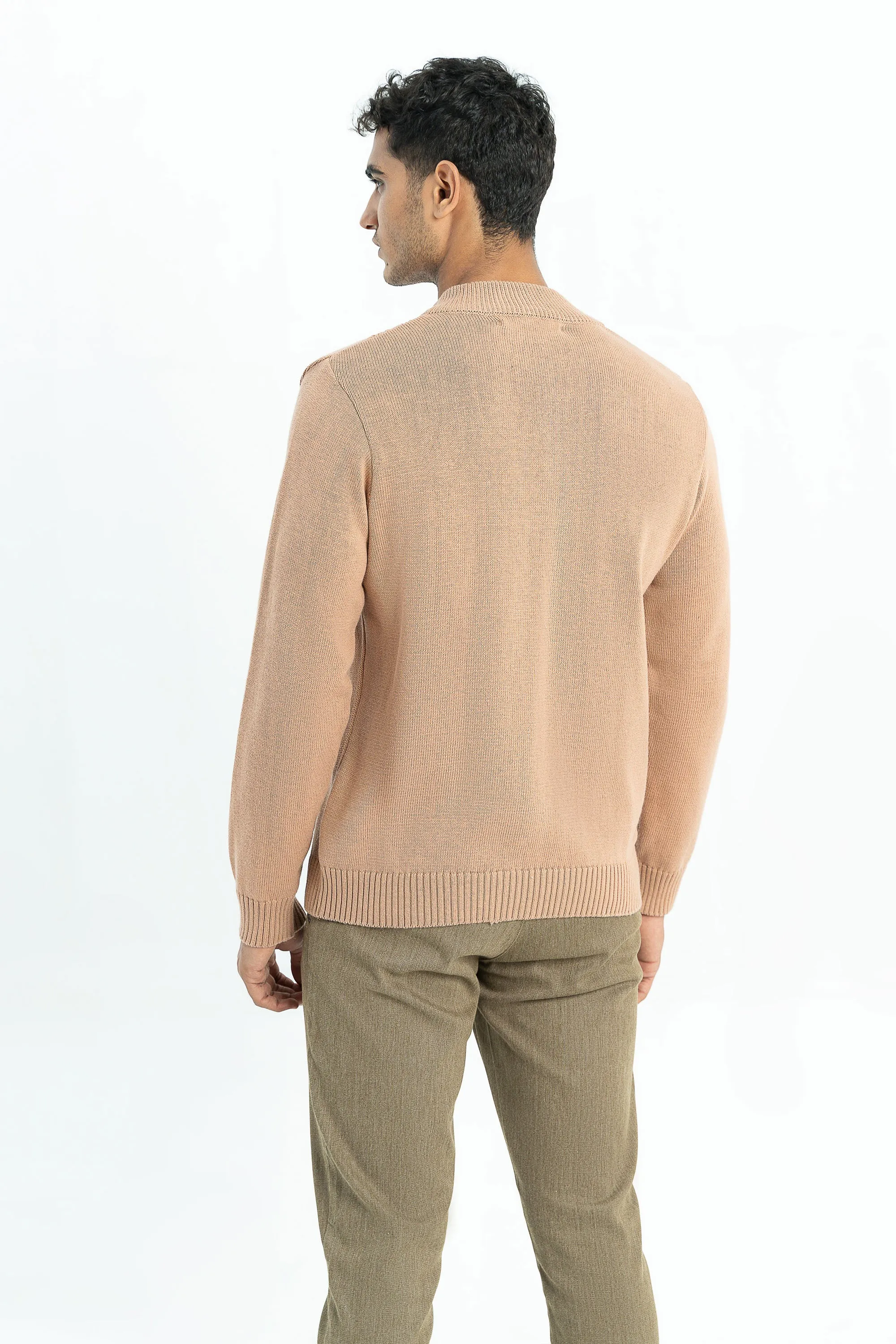 Beige Zipper Sweater