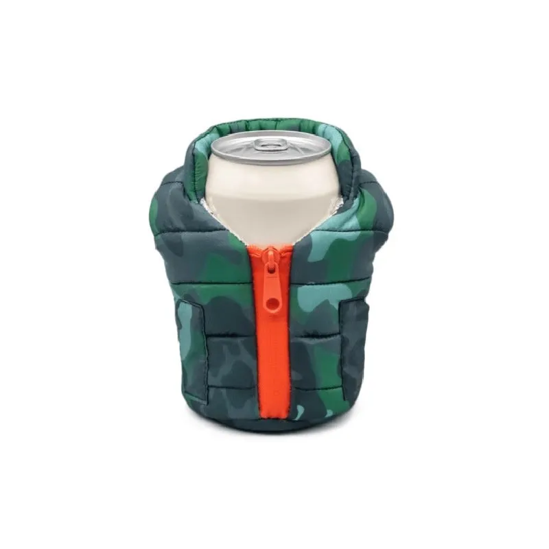 Beverage Holder Vest in Camo Green and Orange.