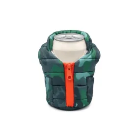 Beverage Holder Vest in Camo Green and Orange.