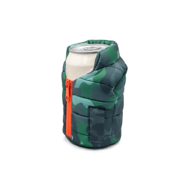 Beverage Holder Vest in Camo Green and Orange.