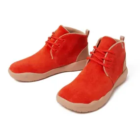 Bilbao Red Suede Lace-up Boots for Women