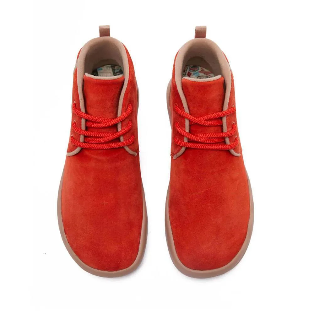 Bilbao Red Suede Lace-up Boots for Women