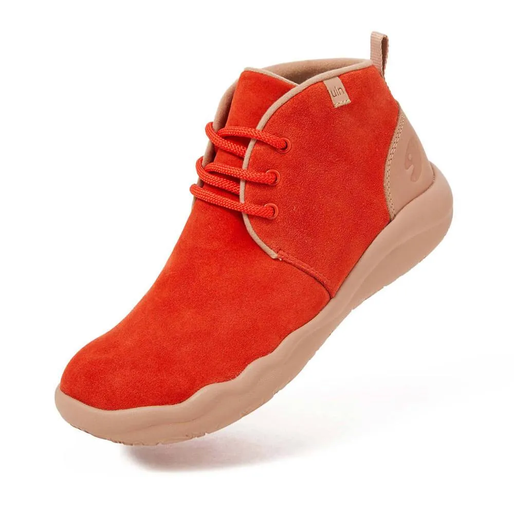 Bilbao Red Suede Lace-up Boots for Women