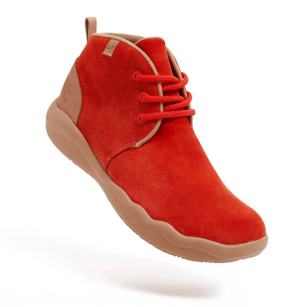 Bilbao Red Suede Lace-up Boots for Women