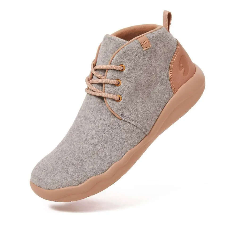 Bilbao Women's Light Grey Wool Lace-up Boots