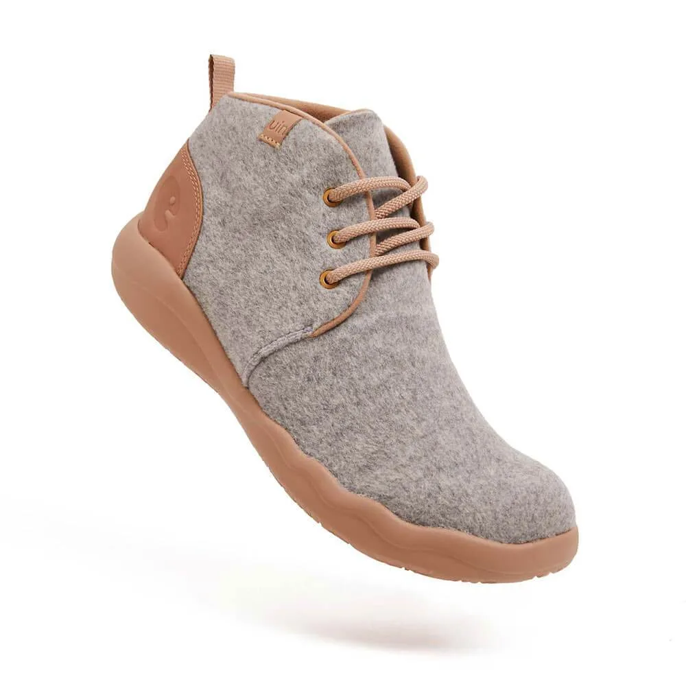 Bilbao Women's Light Grey Wool Lace-up Boots