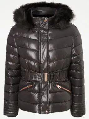 Black Belted Padded Coat | Kids | George at ASDA