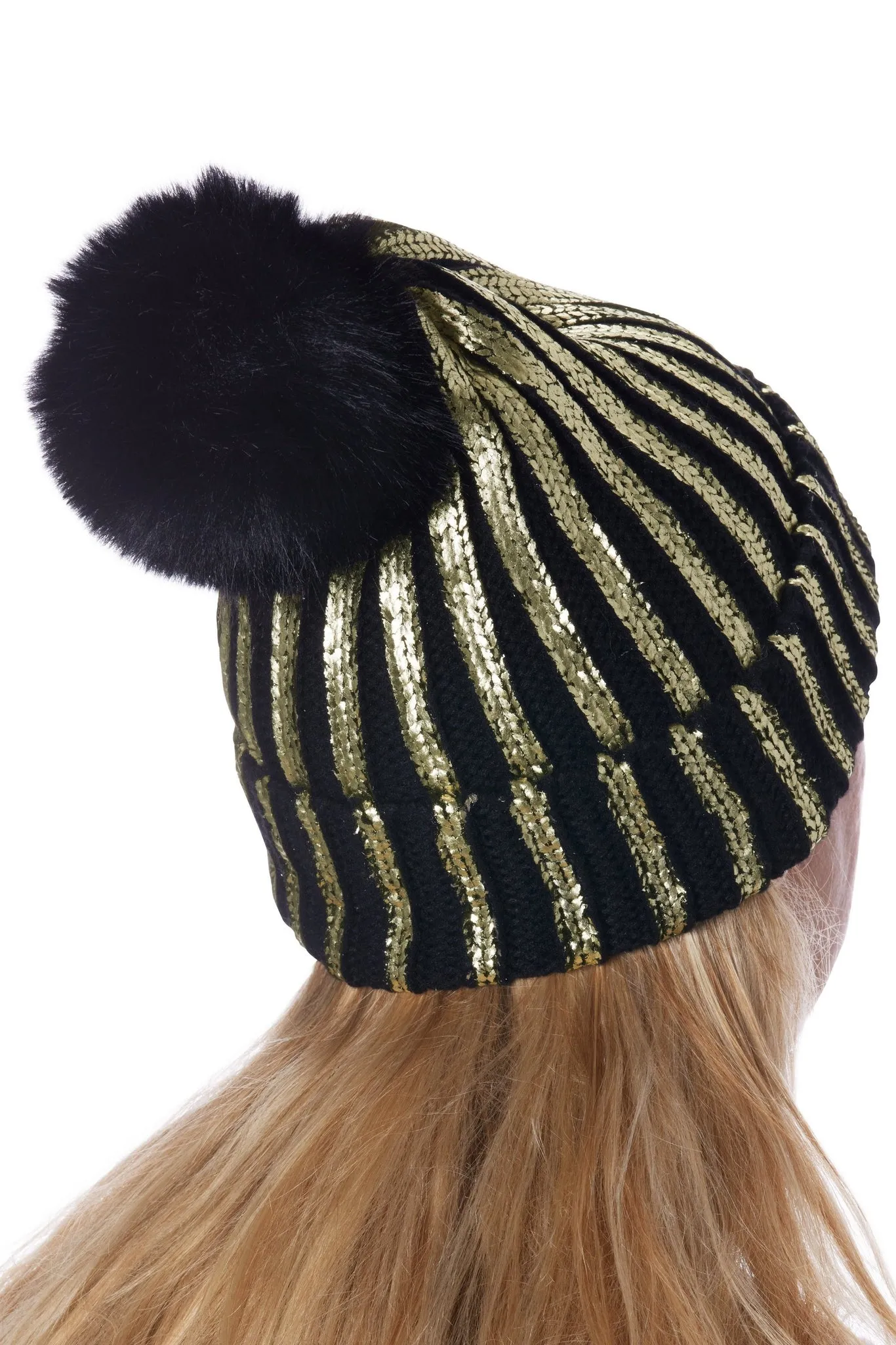 Black Gold Metallic Beanie+Black Gold