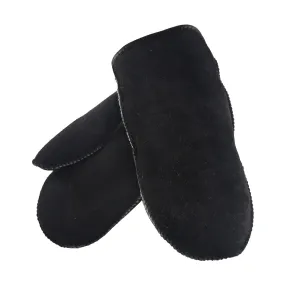 Black Sheepskin Mittens for Men