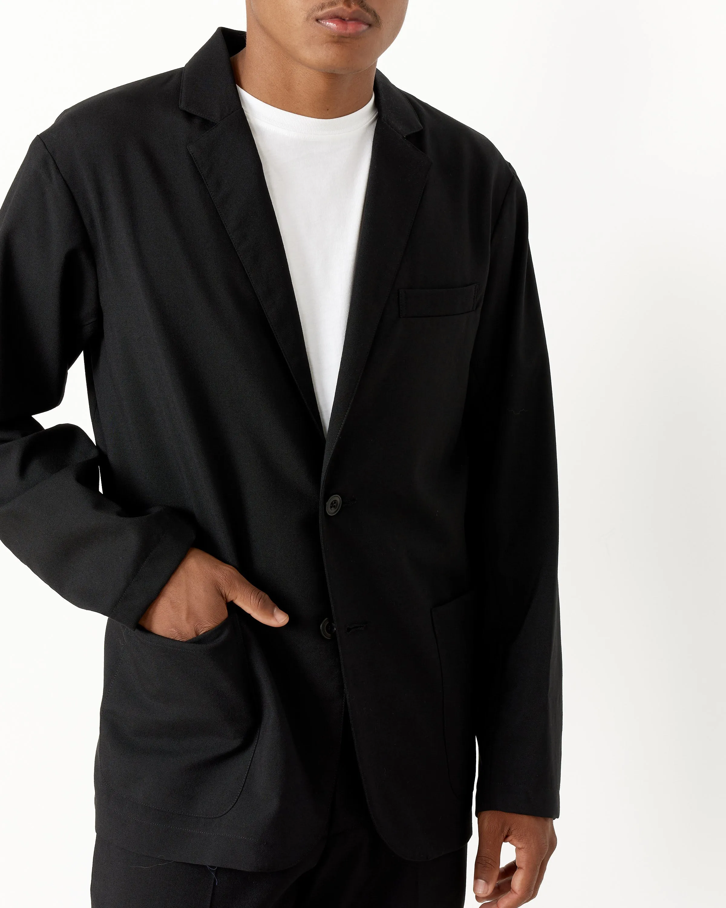 Black tropical wool blazer.