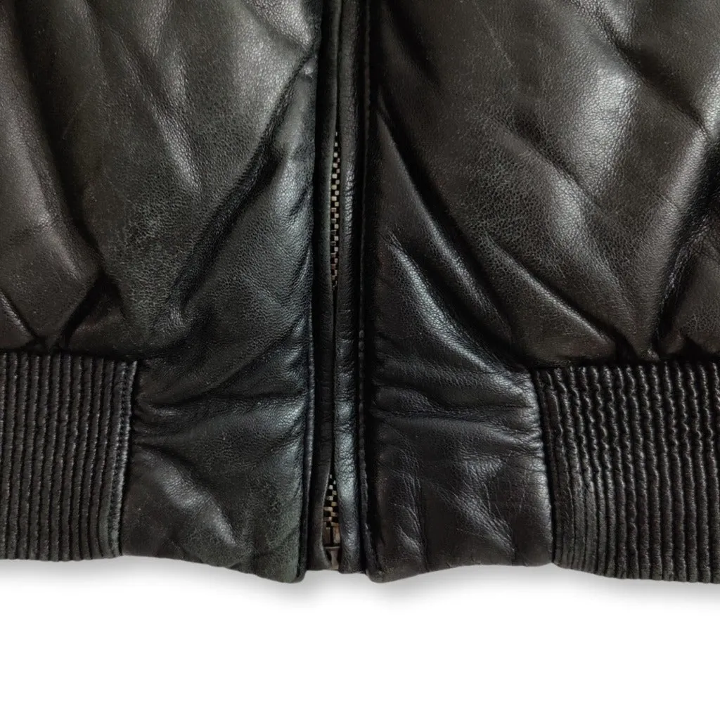 Black Trussardi leather bomber jacket Made in Italy